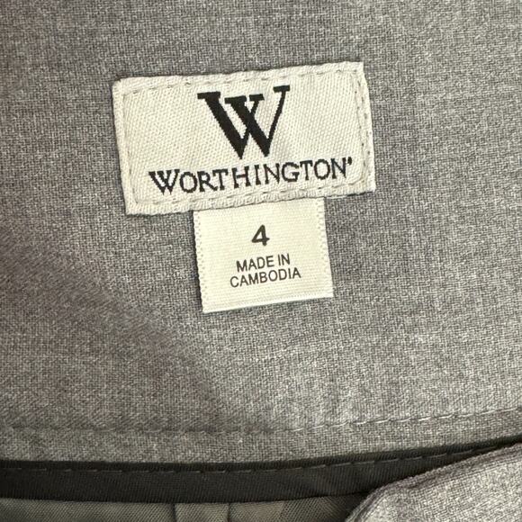 Worthington Womens Skirt Size 4 Blue Gray Trumpet Hem Career Stretch Lined - Picture 13 of 13